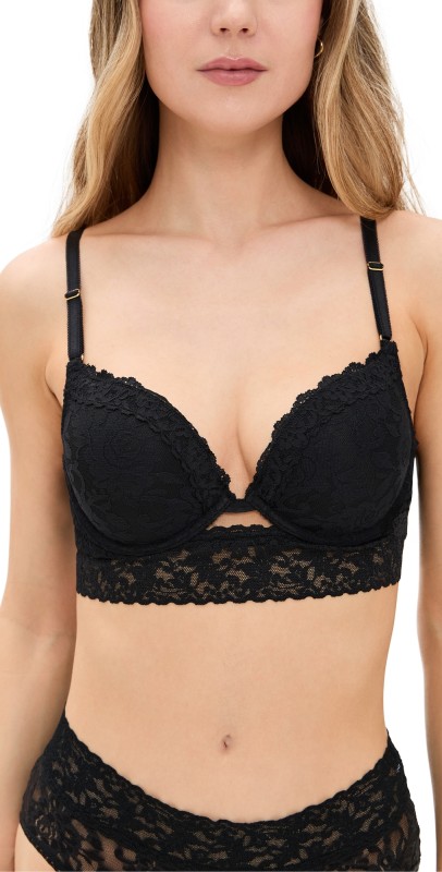 Hanky Panky Sig Lace Plunge Push Up Bra Black