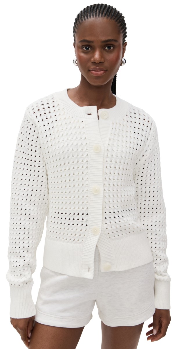 Varley Bettina Textured Knit Jacket Snow White