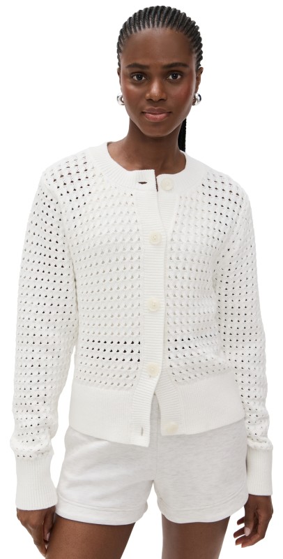 Varley Bettina Textured Knit Jacket Snow White