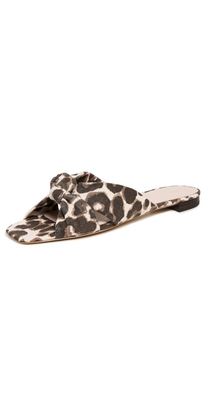 Loeffler Randall Claudette Mignon Knot Flat Sandals Leopard