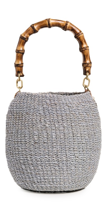 Clare V. Pot de Miel Bag with Bamboo Top Handle Powder Blu