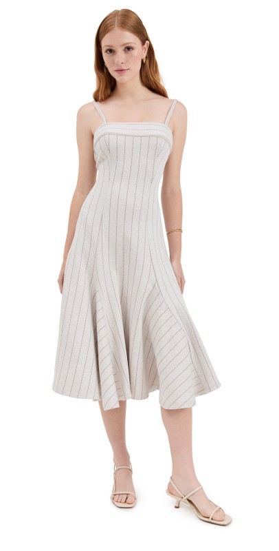 Rosetta Getty Fitted Godet Dress Beige/Brown