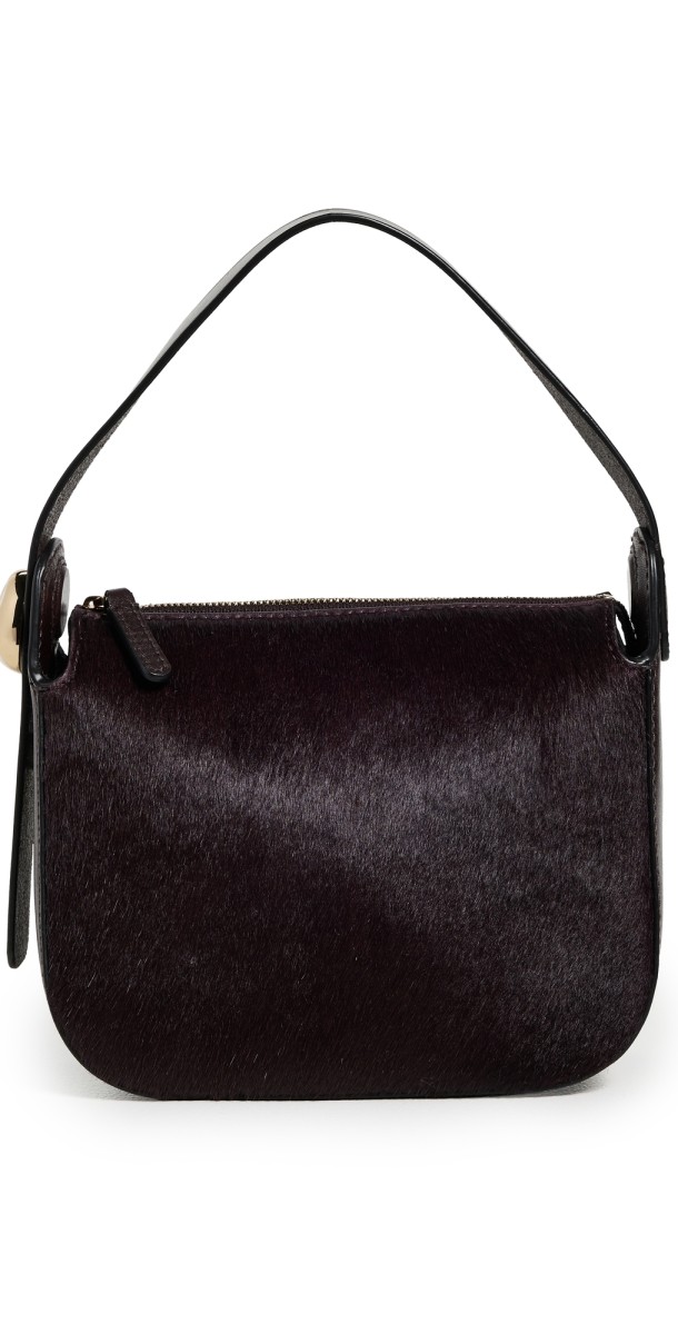 Madewell The Sculpted Metal Wristlet Bag In Haircalf Chocolate Rais