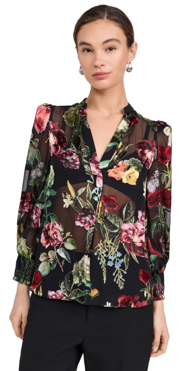 alice + olivia Shiela Floral Blouse In The Wind Floral