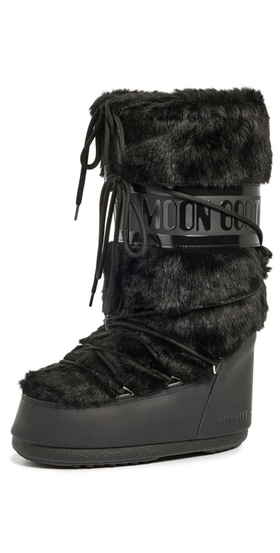 Moon Boot Icon Faux Fur Boots Black