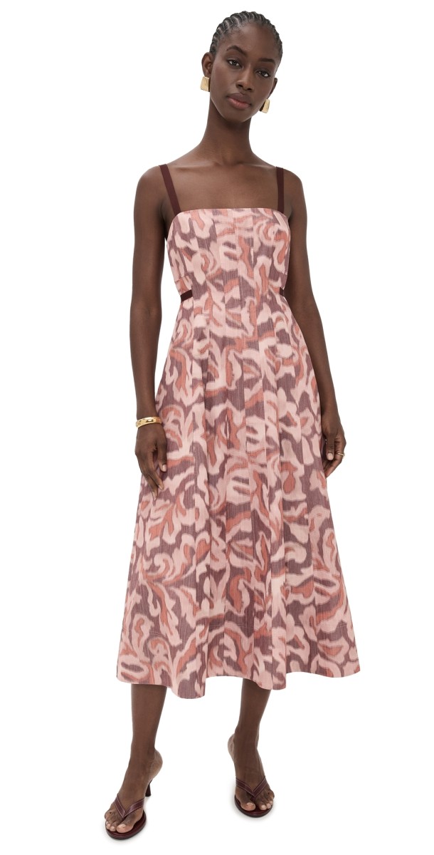 Tanya Taylor Tavia Dress Mahogany/Sugarcane Multi