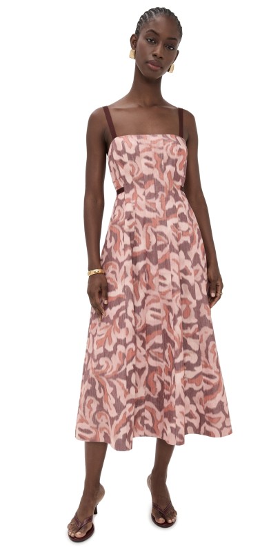 Tanya Taylor Tavia Dress Mahogany/Sugarcane Multi