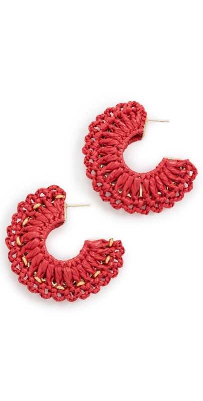 GAS Bijoux Crocus Raffia O Earrings Red