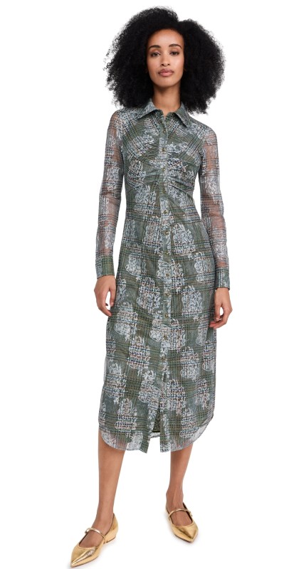 Ramy Brook Wyatt Dress DARK SAGE TARTAN