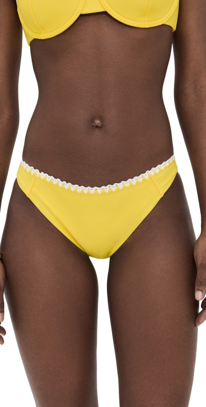 Ramy Brook Iliana Bikini Bottoms Lemon Drop/White Crochet