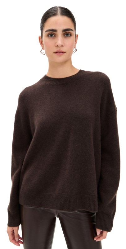ANINE BING Cashmere Lee Crew Sweater Deep Brown