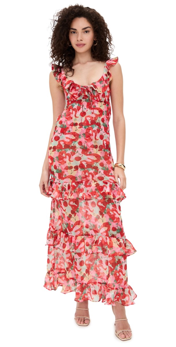 For Love & Lemons Ambrosia Maxi Dress Red