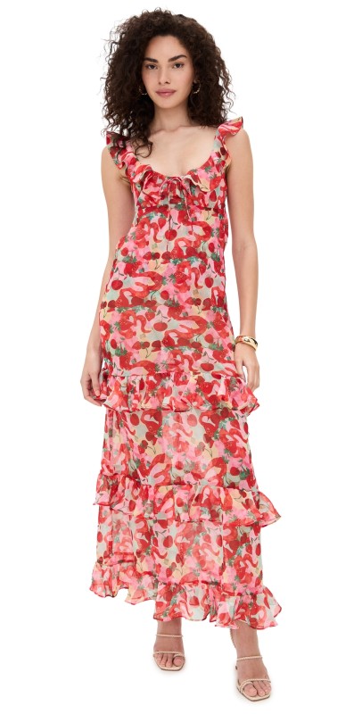 For Love & Lemons Ambrosia Maxi Dress Red