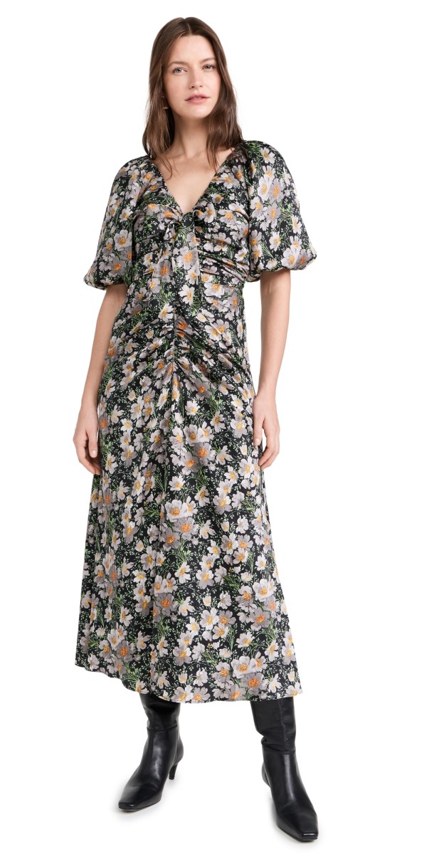 Cinq à Sept Cosmo Flowers Brenton Dress Black/London Fog