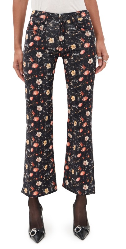 R13 Joan Kick Flare Velvet Jeans Lunar Petal Velveteen Black