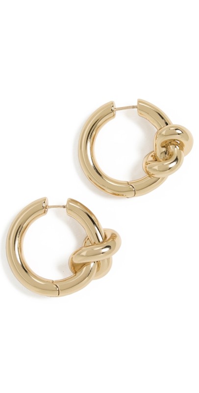 Jennifer Fisher Hinge Knot Huggie Earrings Yellow Gold