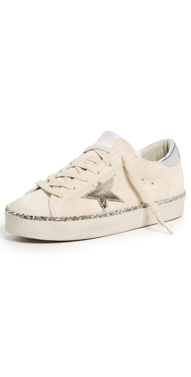 Golden Goose Hi Star Glitter Foxing Sneakers Seedpearl/Silver