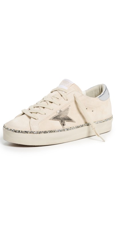 Golden Goose Hi Star Glitter Foxing Sneakers Seedpearl/Silver