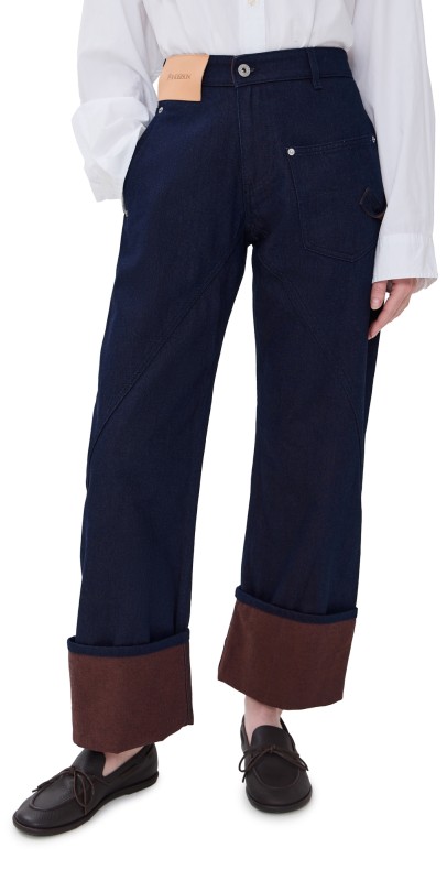 JW Anderson Turn Up Twisted Workwear Jeans Blue/Red