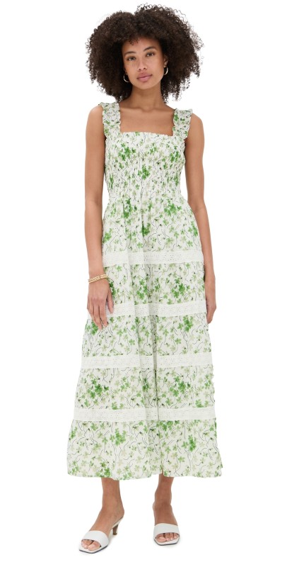 Hill House Home The Kimmy Maxi Nap Dress Sweet Peas/Green