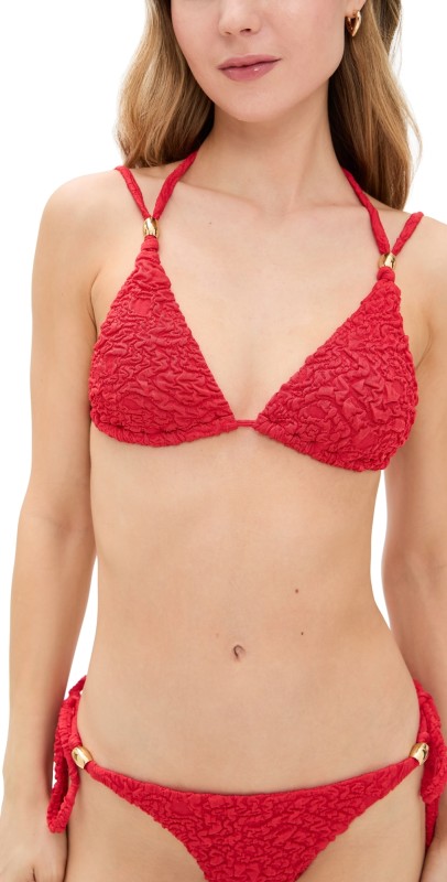 PatBO Papillon Jacquard Bikini Top Red