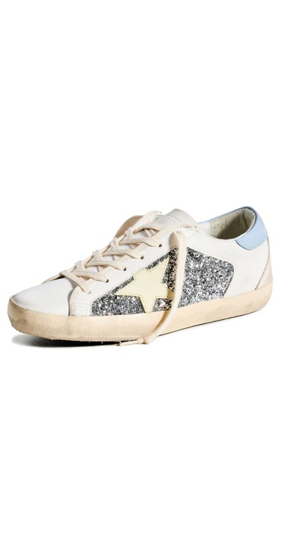 Golden Goose Super-Star Glitter Bio Based Sneakers Silver/White/Light Yellow/Powd