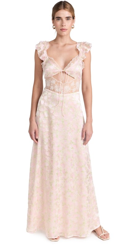 For Love & Lemons Estelle Maxi Dress Pink