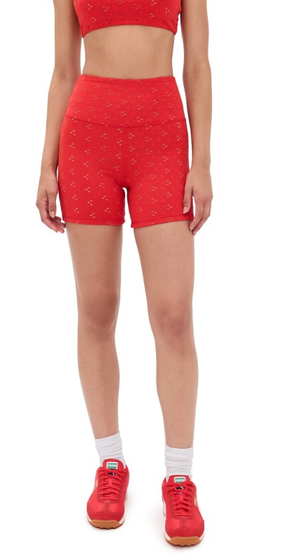 Strut This The Eyelet Shorts Red