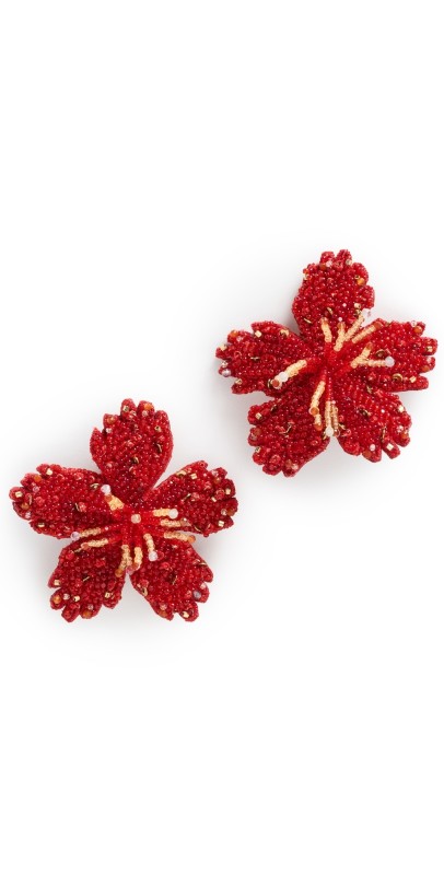 Deepa Gurnani Deepa Gurnani Hibiscus Earrings Red