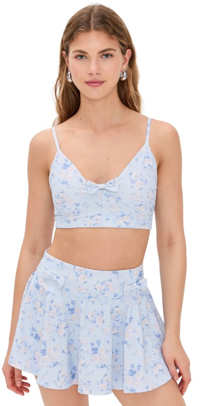 LoveShackFancy Ridgeson Bra Top Whisper Blue