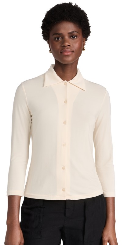 Vince 3/4 Sleeve Button Up Top Pale Sun Stone