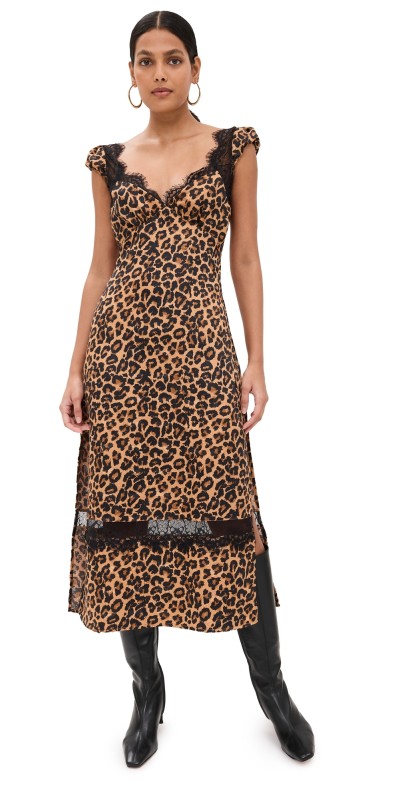 Free People Foolish Heart Printed Midi Dress Natural Combo