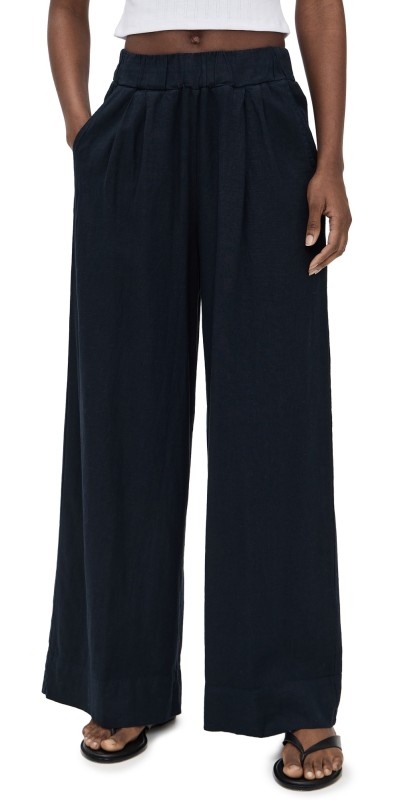 Stateside Linen Wide Leg Pull-On Pants Navy