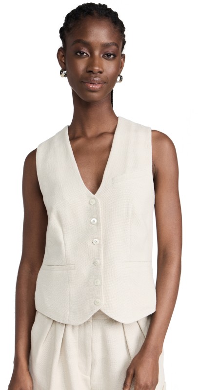 STAUD Brett Vest Oat Milk