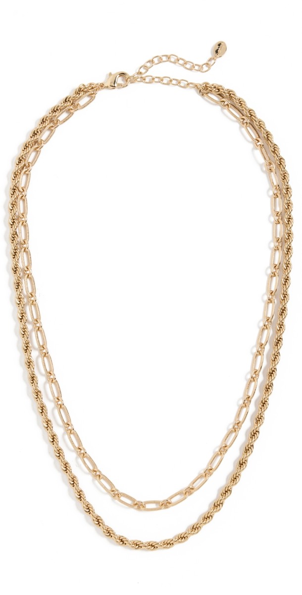 Argento Vivo Rope & Link 2 Row Necklace Gold