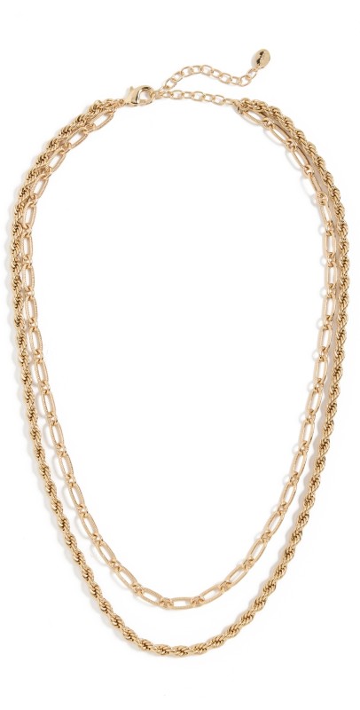Argento Vivo Rope & Link 2 Row Necklace Gold
