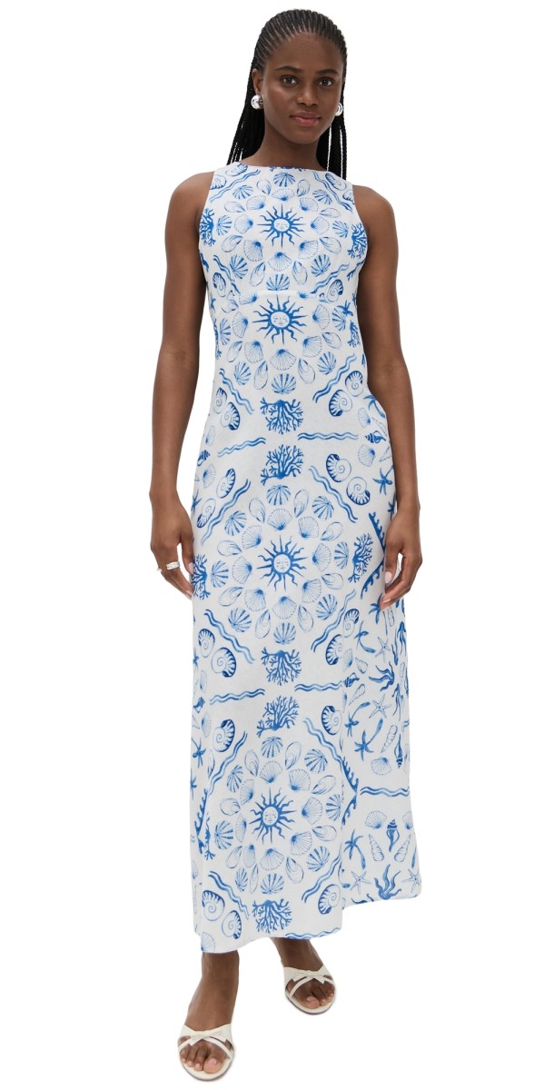 Saylor Verica Shoreline Linen Dress Deep Blue Sea