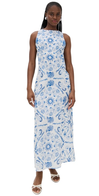 Saylor Verica Shoreline Linen Dress Deep Blue Sea