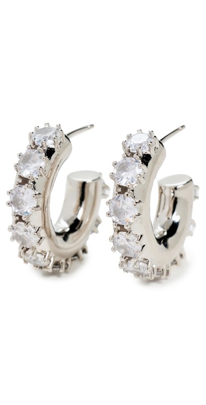 Justine Clenquet Nina Crystal Earrings Palladium
