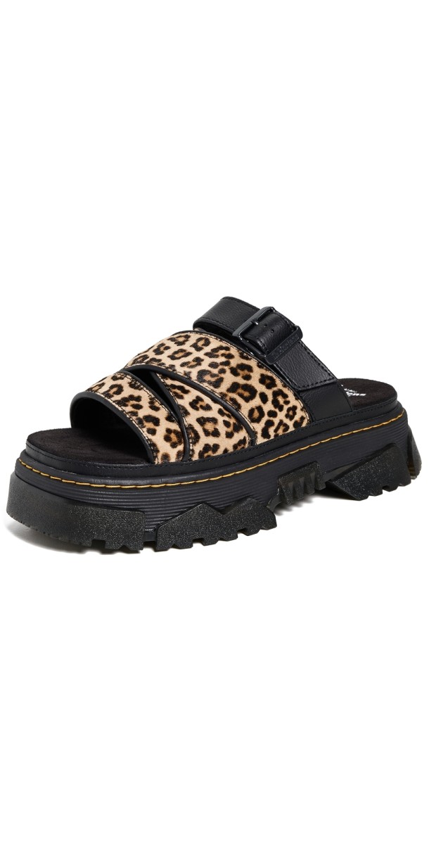 Dr. Martens Mattison Light Tan Mini Leopard Slides Light Tan