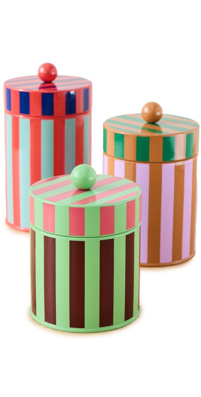 Dusen Dusen Striped Canisters Set of 3 Multi Strip