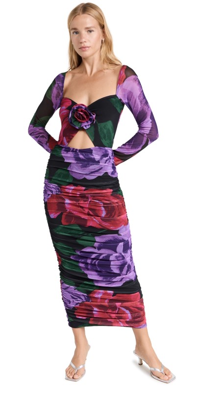 AFRM Sierra Rosette Midi Dress Oversized Bloom