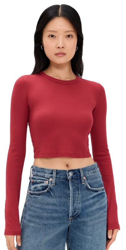 Cotton Citizen Verona Crop Shirt Crimson