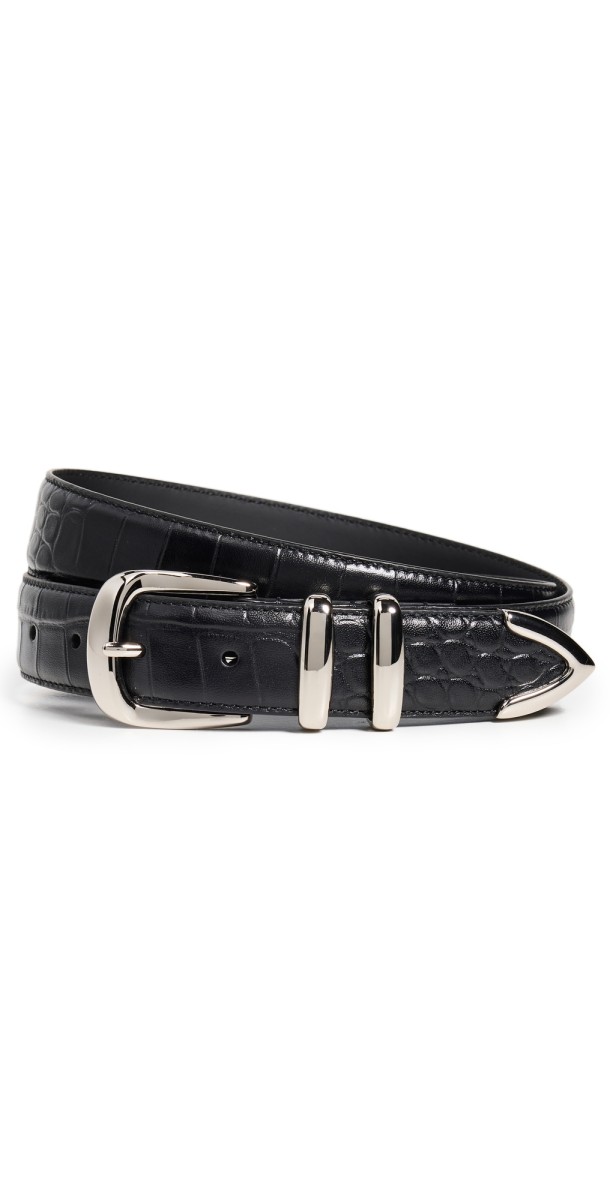 Favorite Daughter The Jordan Croc Embossed Belt Dk. Brown/Gold