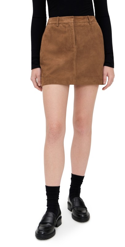 Theory Mini Trouser Skirt Deep Tobacco