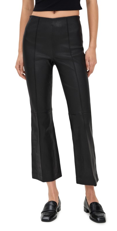 rag & bone Irina Leather Kick Flare Pants Black