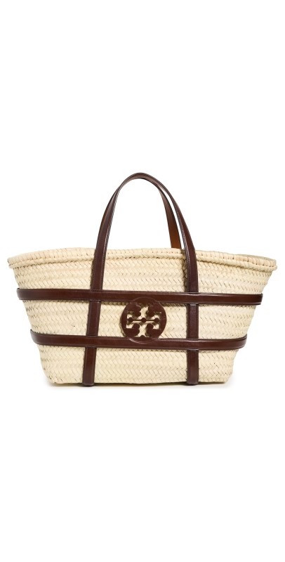 Tory Burch Ella Straw Basket Bag Classic Cuoio