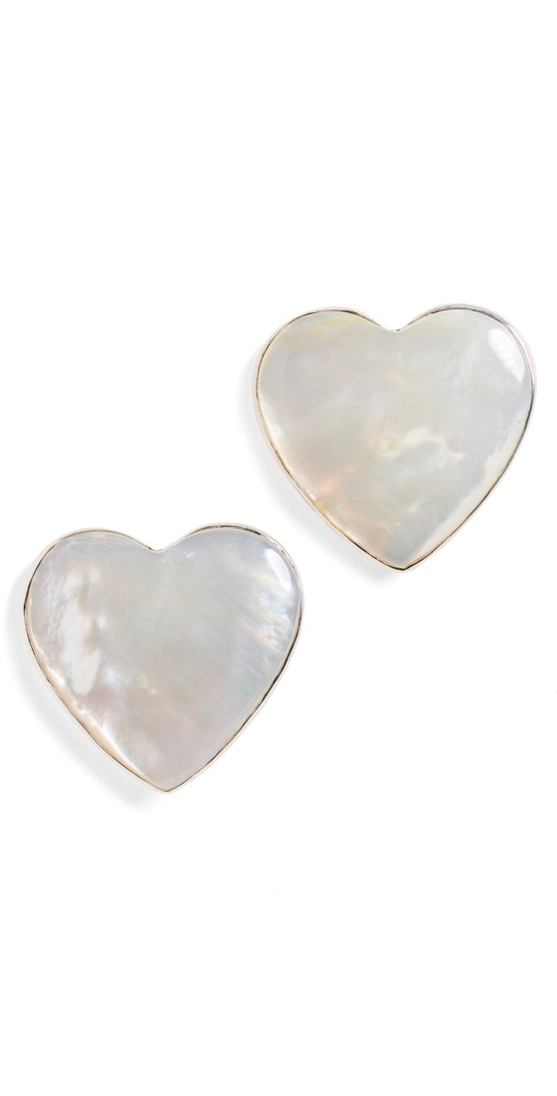 Annika Inez Large Pearl Heart Earrings Mother of Pearl