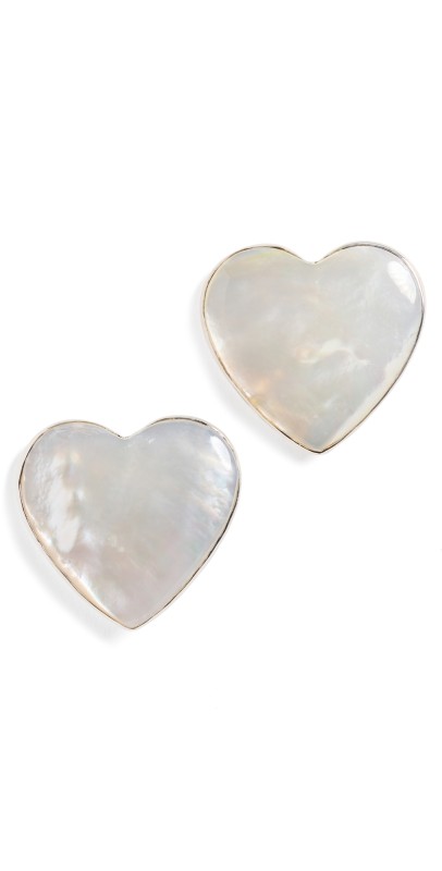 Annika Inez Large Pearl Heart Earrings Mother of Pearl