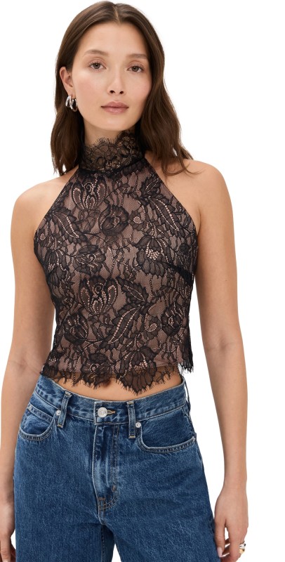 Retrofête Cyrene Lace Top Black